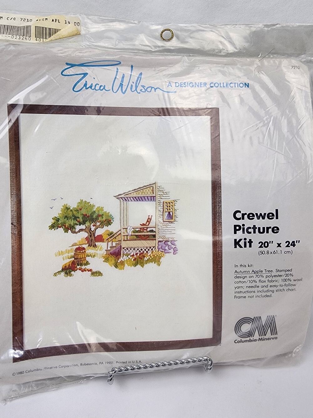 Erica Wilson Crewel Embroidery Kit Needlepoint Picture Autumn Apple Tree Country